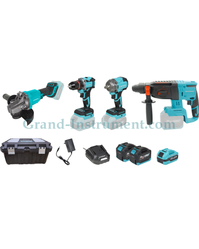 Набір акумуляторних інструментів Grand № 4 NEW (МШУ-125/20BL QF+ДА-20/50UBL+АГ-700UBL HS+ПА-20/26BL)